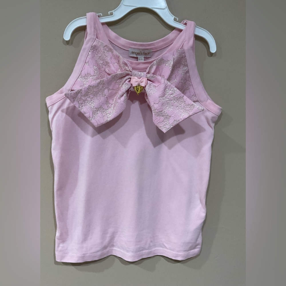 🌼🌼🌼angel’s face Girl’s Front Adorned Pale Pink Top, Size 10-11 Years